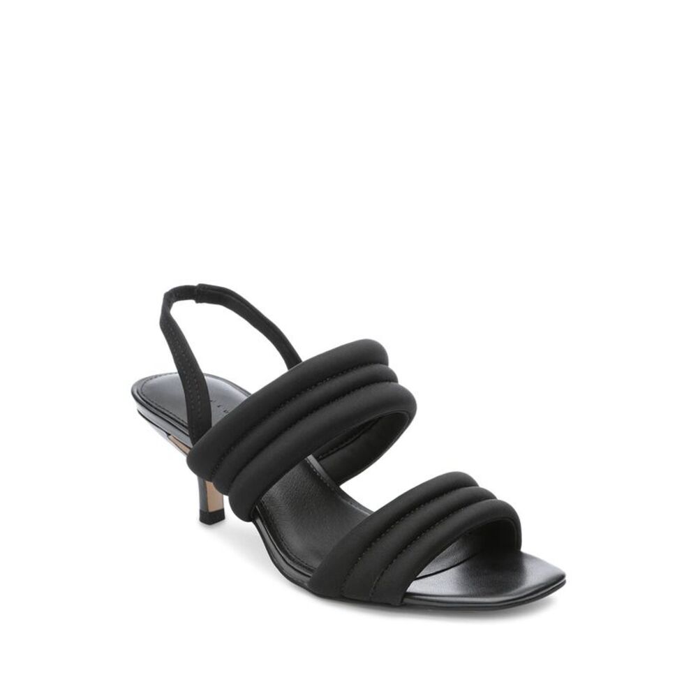 SANCTUARY Womens Black Let Square Toe Kitten Heel Slip On Slingback Sandal 8 M